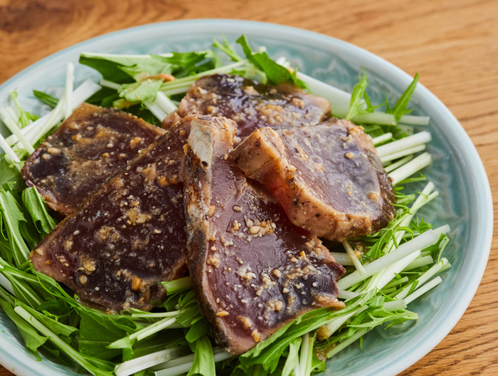 かつおのたたき ごまみそだれ絡め