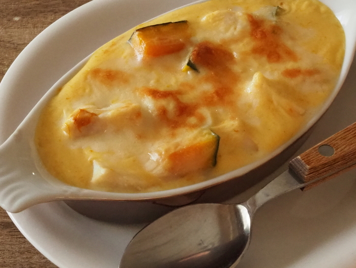 かぼちゃとかじきのグラタン