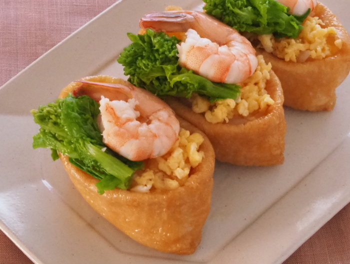 えびと菜の花のいなり寿司