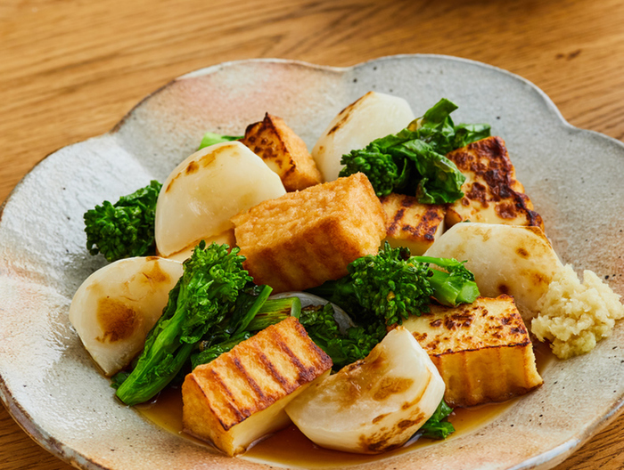 厚揚げと春野菜の焼き浸し
