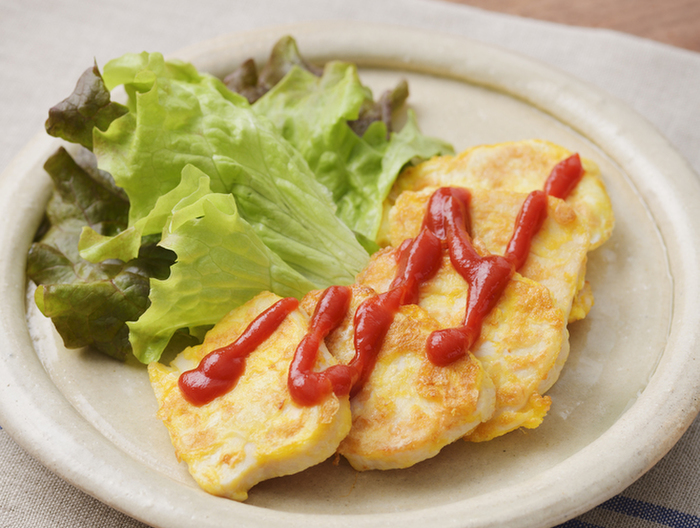 サラダチキンでピカタ風