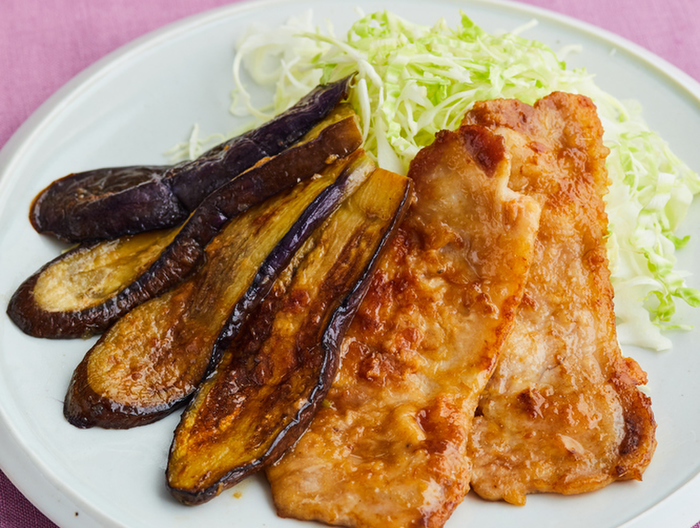 豚肉となすのしょうが焼き