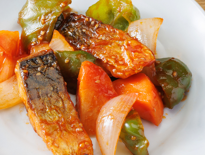 さばと野菜の甘酢炒め