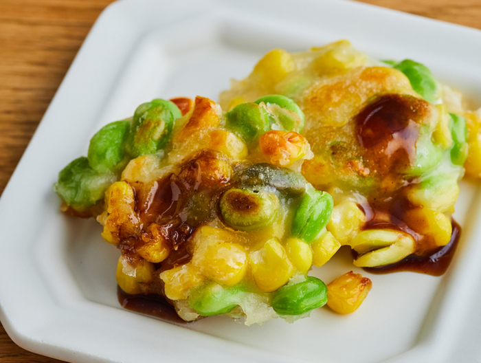 枝豆とコーンのカリッと揚げ焼き