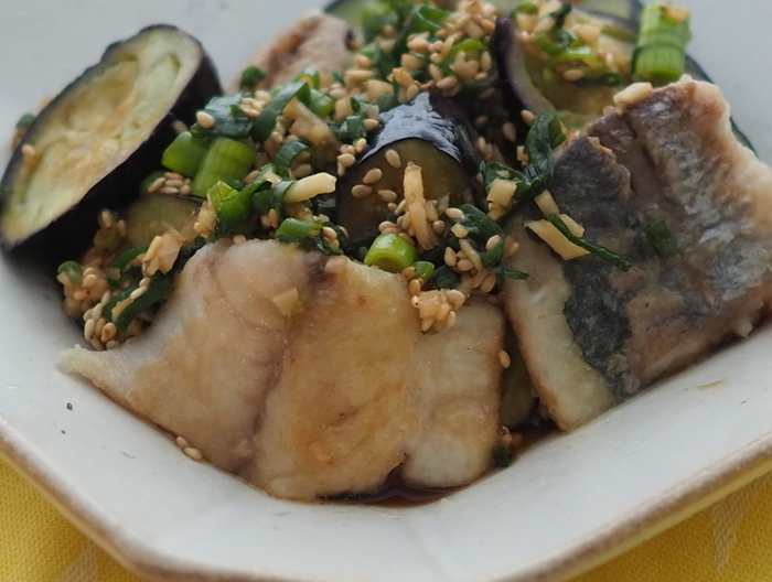 あじとなすの香味ソースがけ