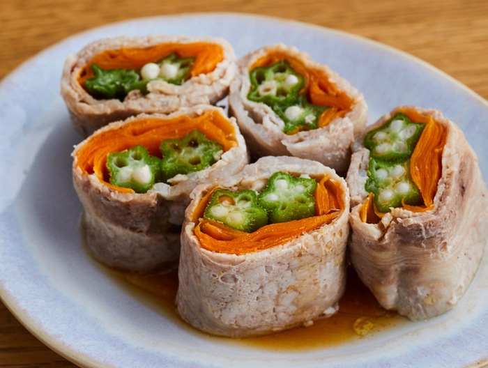 少ない洗い物で 野菜のレンジ肉巻き