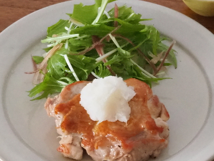 油を使わずパリッと おろしぽん酢チキンソテー