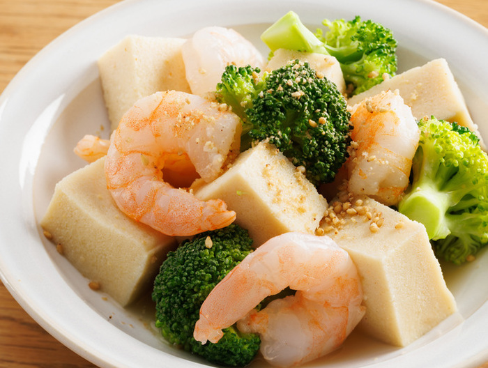 おなかにやさしい 高野豆腐とえびの和風蒸し