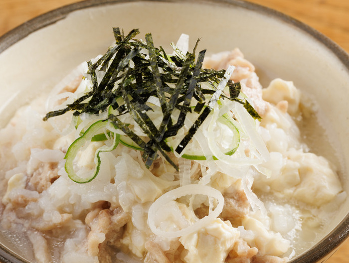 豆腐でお腹いっぱい 鶏雑炊