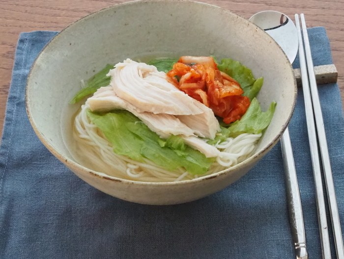 そうめんで韓国冷麺風