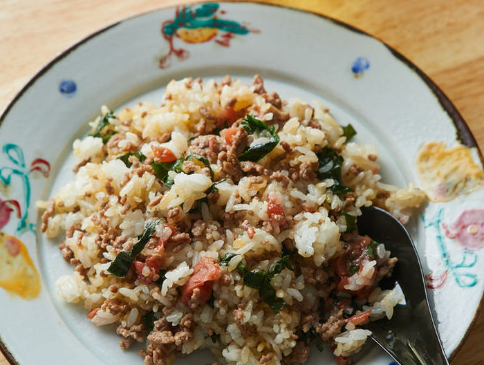 豚ひき肉の梅しそ炒飯