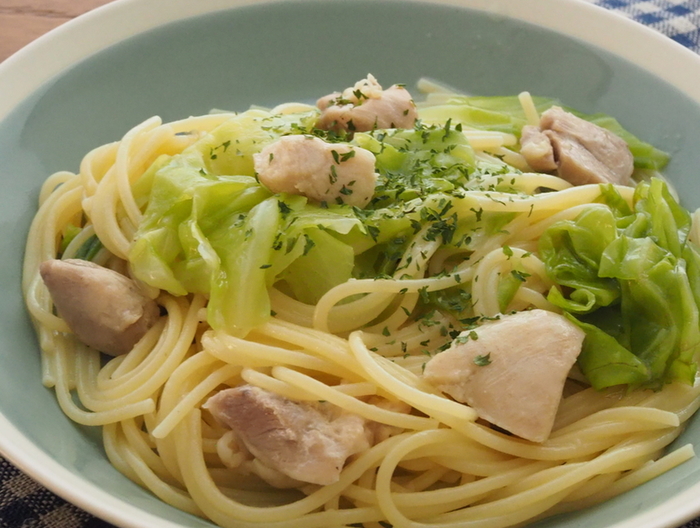 鶏肉とキャベツのワンポットパスタ