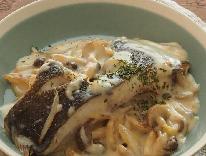 かれいとしめじのクリーム煮