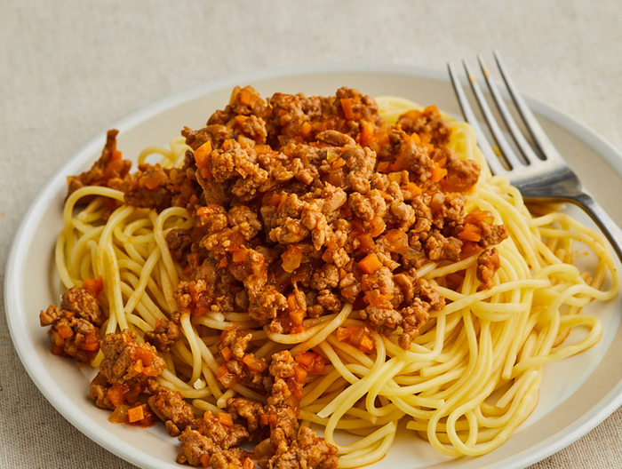 ケチャップで ミートソーススパゲッティ