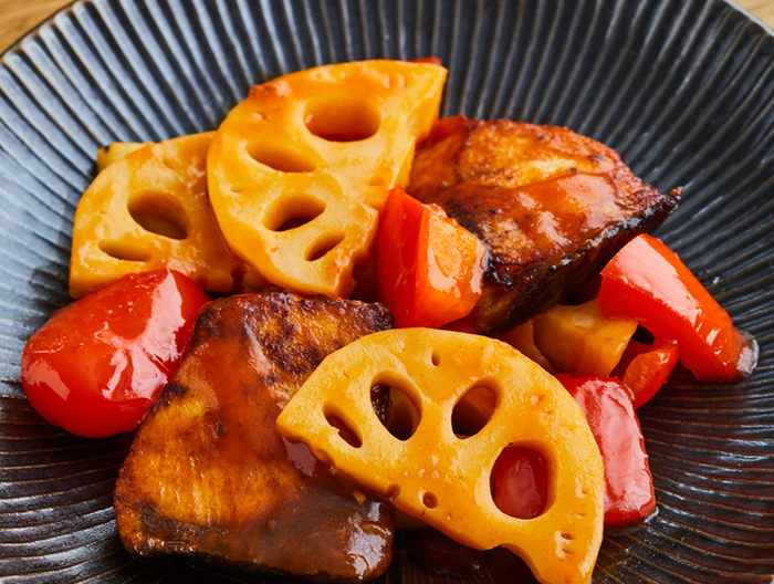 ぶりとれんこんの甘酢あん