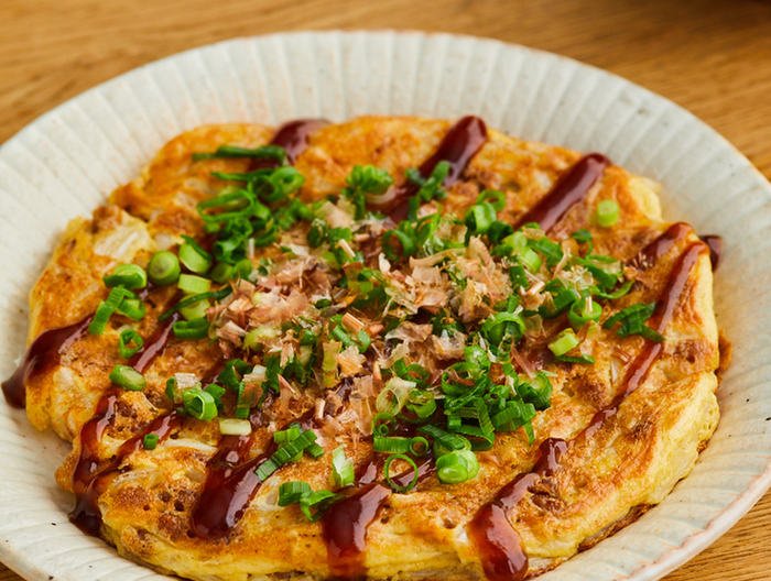 納豆ともやしのお好み焼き