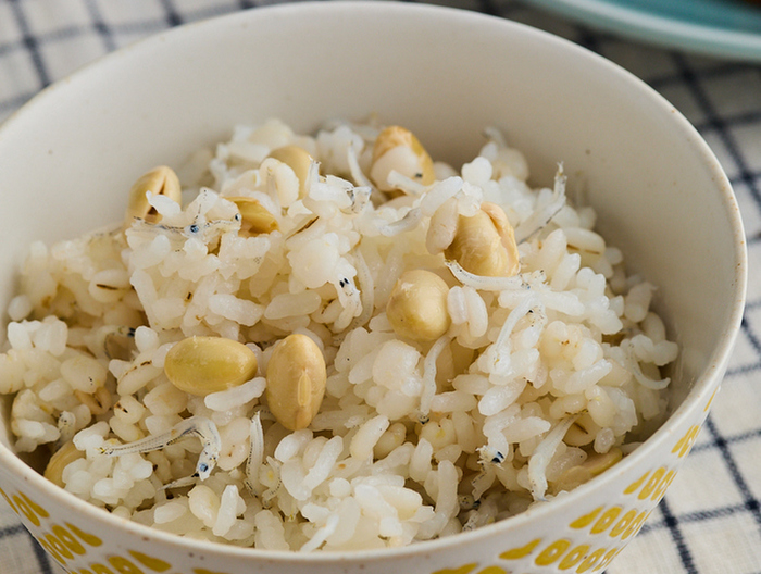 大豆とじゃこの炊き込みご飯