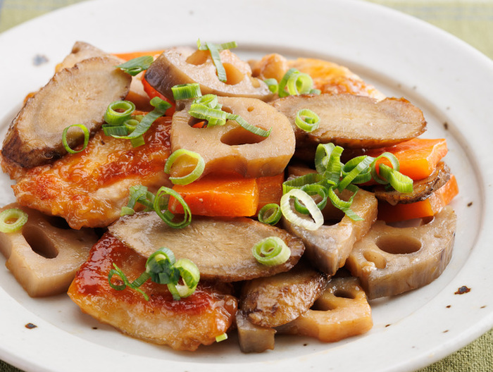 鶏肉と根菜の甘辛炒め