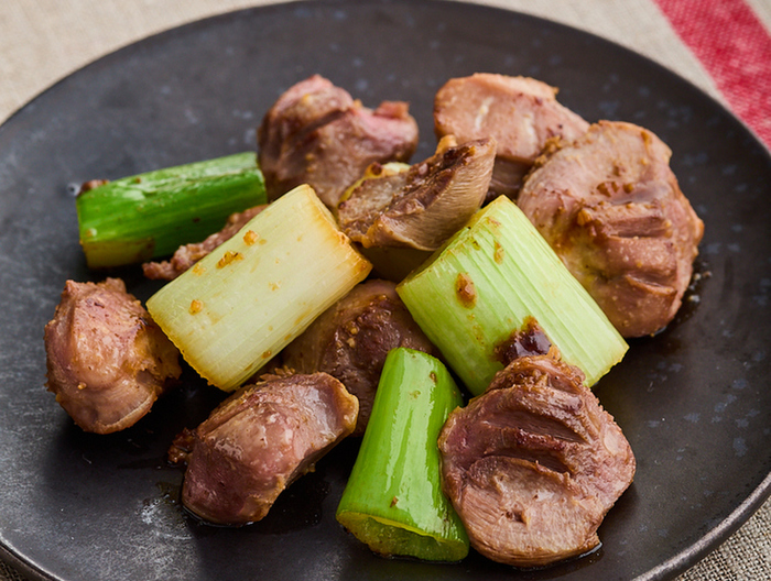 砂肝と長ねぎのにんにくしょうゆ炒め