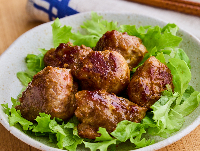焼肉のたれで 照りマヨ豚こまボール