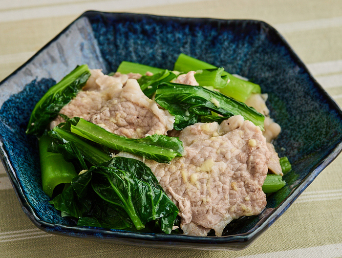 豚肉と小松菜のしょうが蒸し