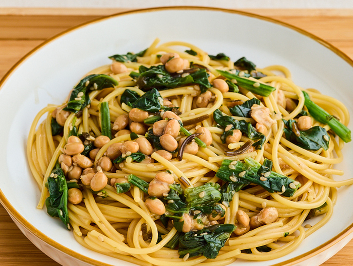 電子レンジで やみつき納豆パスタ