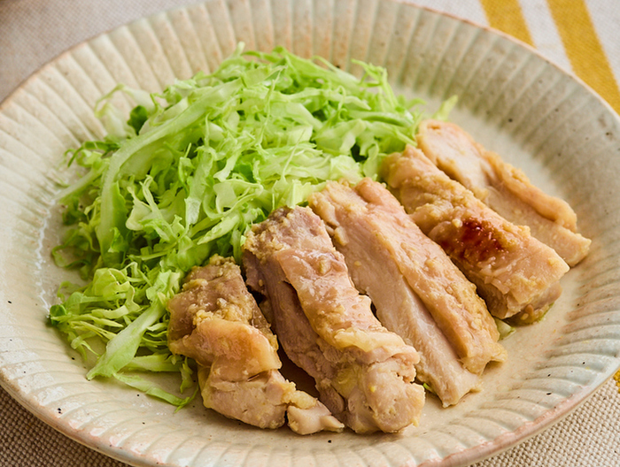 電子レンジで　鶏肉のしょうがみそ焼き
