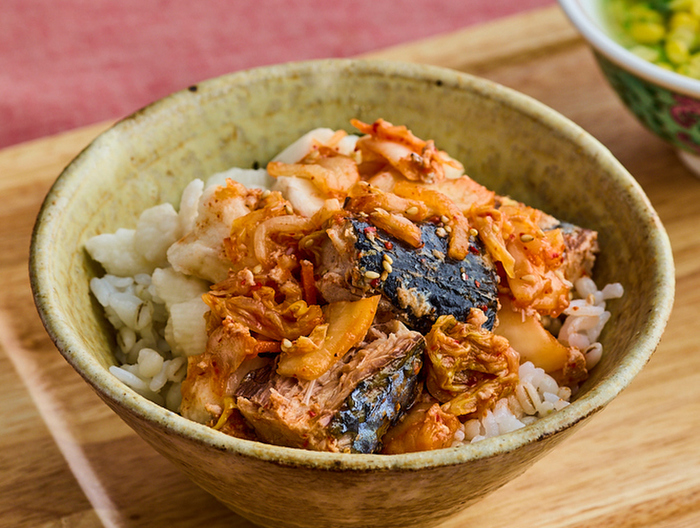 さば缶のキムチあえ丼