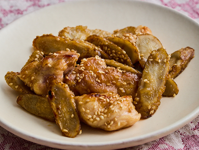 鶏肉とごぼうの甘辛炒め