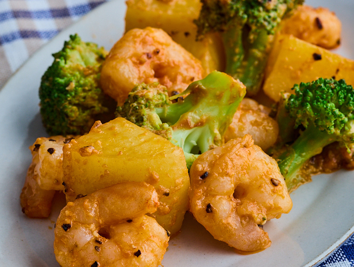 じゃがいもとブロッコリーのえびマヨソテー