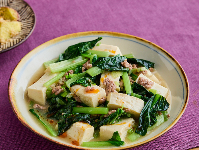 小松菜の麻婆豆腐
