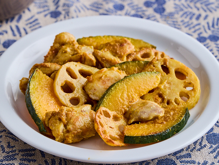 鶏肉とれんこんのカレーマヨ焼き