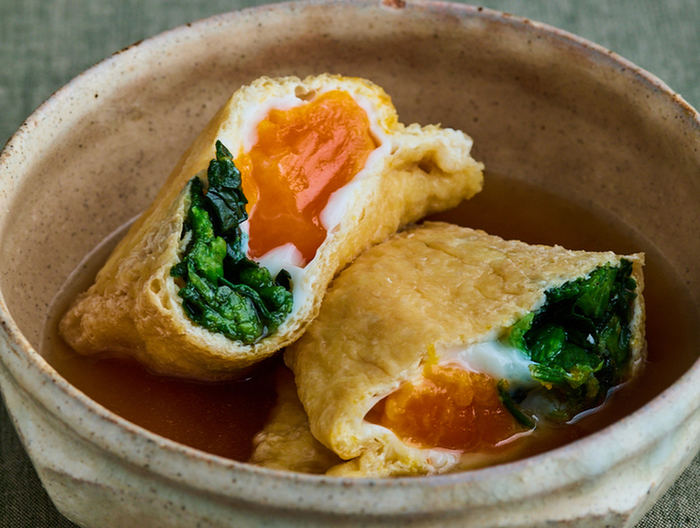 油揚げと卵の甘辛袋煮