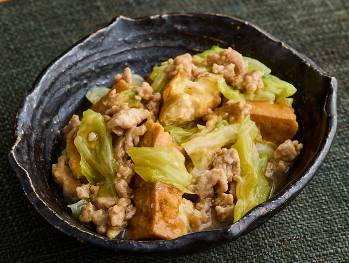 厚揚げとキャベツのうま煮