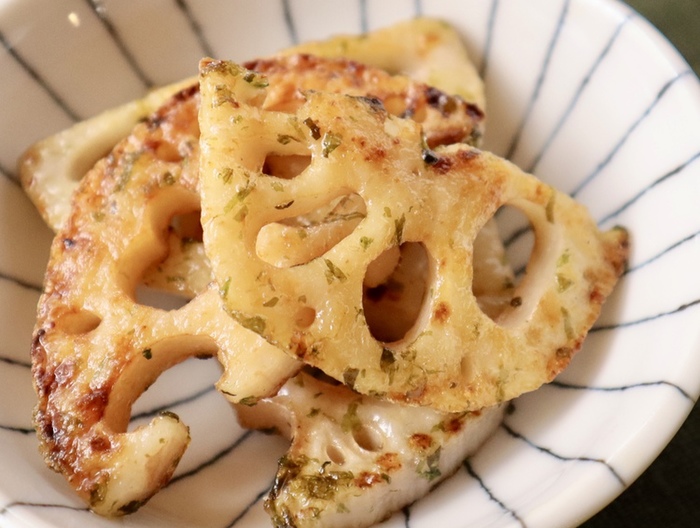 れんこんの青のり焼き