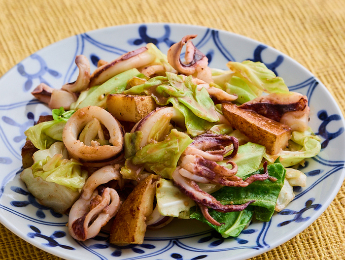 いかと春野菜のみそバター炒め