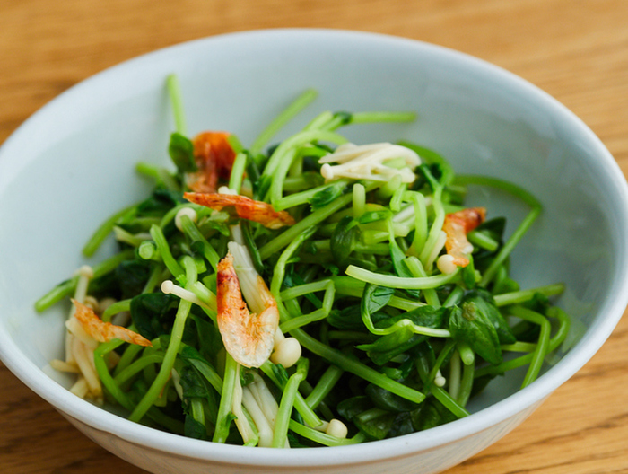 豆苗とえのきの柚子胡椒ポン酢