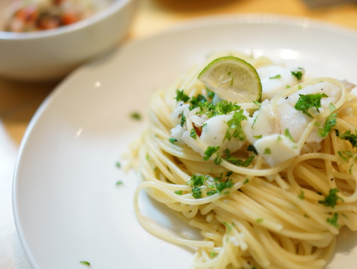 スープも美味しい 鱈のパスタ