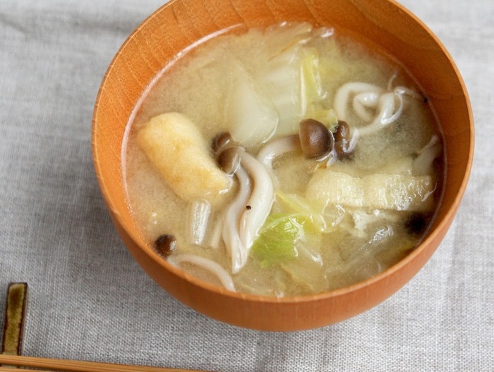 農家のレシピ 白菜としめじのごま味噌汁