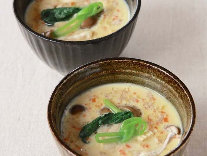 ひき肉の豆乳茶碗蒸し