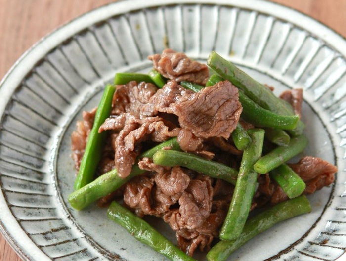 牛肉といんげんの甘辛煮