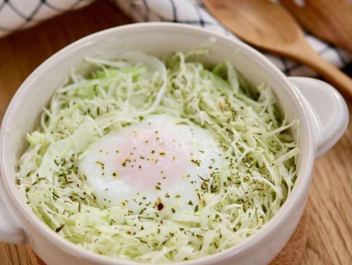 電子レンジで 巣ごもり卵