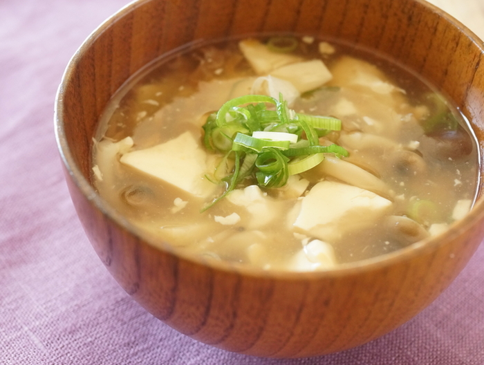 梅香る 豆腐とキノコのとろみスープ