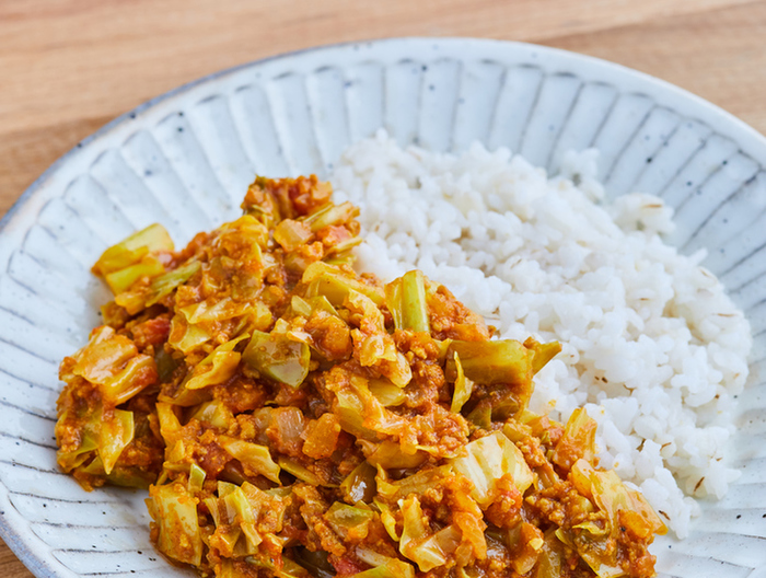 キャベツの無水キーマカレー