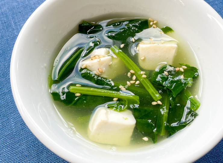 ほうれん草と豆腐の中華スープ