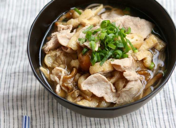 豚肉となめこの簡単お蕎麦