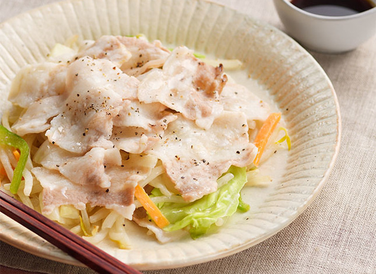 豚肉と野菜の電子レンジ蒸し