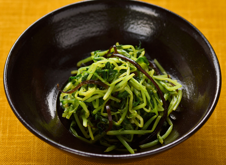 豆苗と塩昆布のさっぱり和え