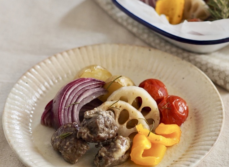 ラム肉とごろごろ野菜のオーブン焼き