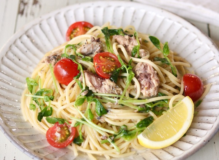 さば缶のレモン醤油パスタ
